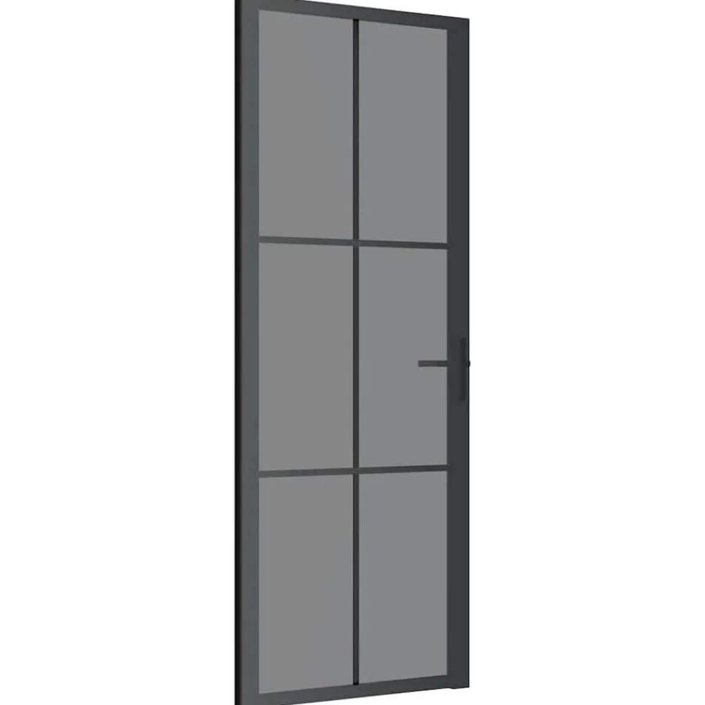 vidaXL Porte intérieure 76x201,5 cm Noir Verre ESG et aluminium