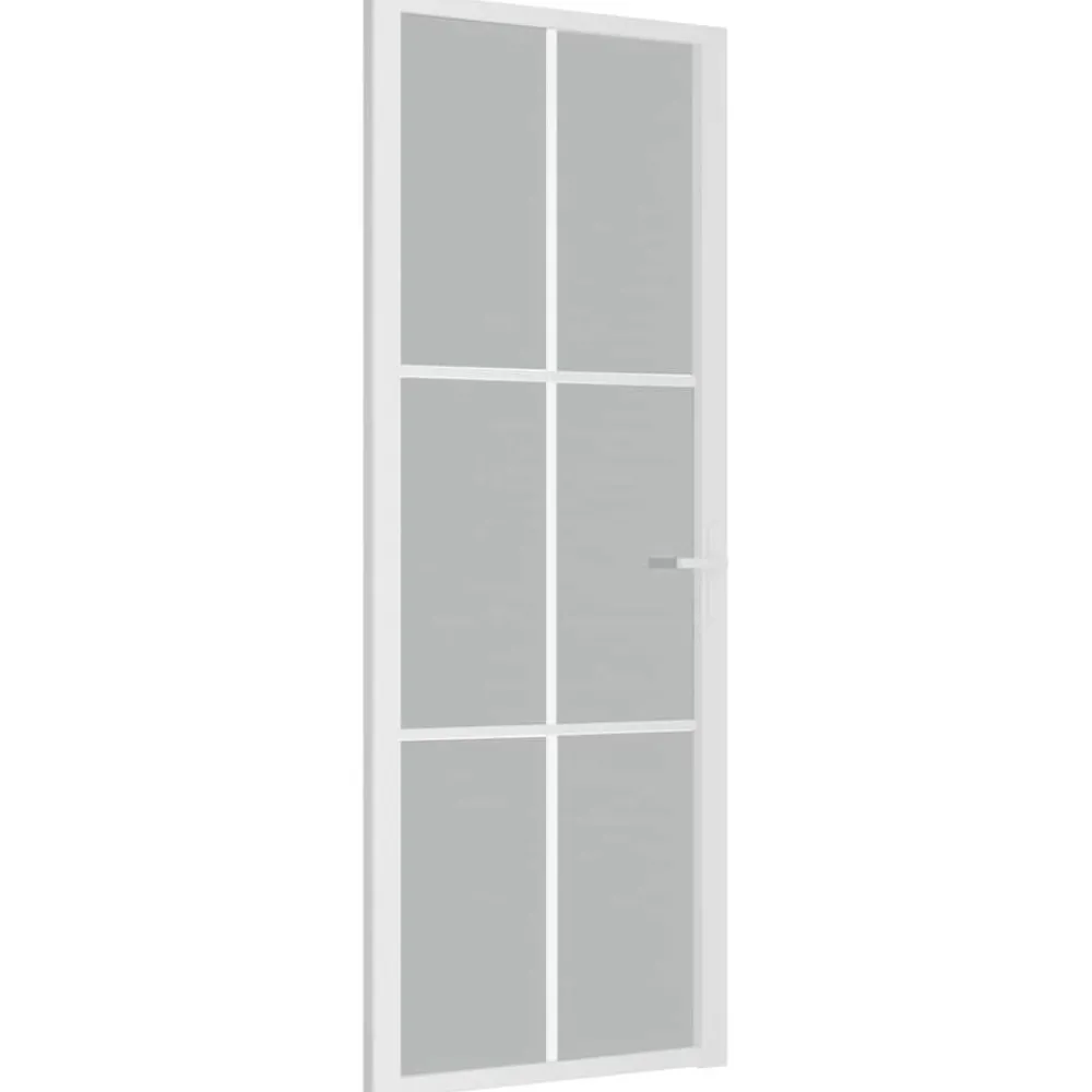 Matériaux De Construction-vidaXL Porte intérieure 76x201,5 cm Blanc Verre mat et aluminium white and frost