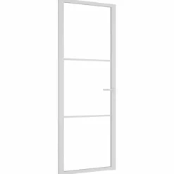 vidaXL Porte intérieure 76x201,5 cm Blanc Verre ESG et aluminium