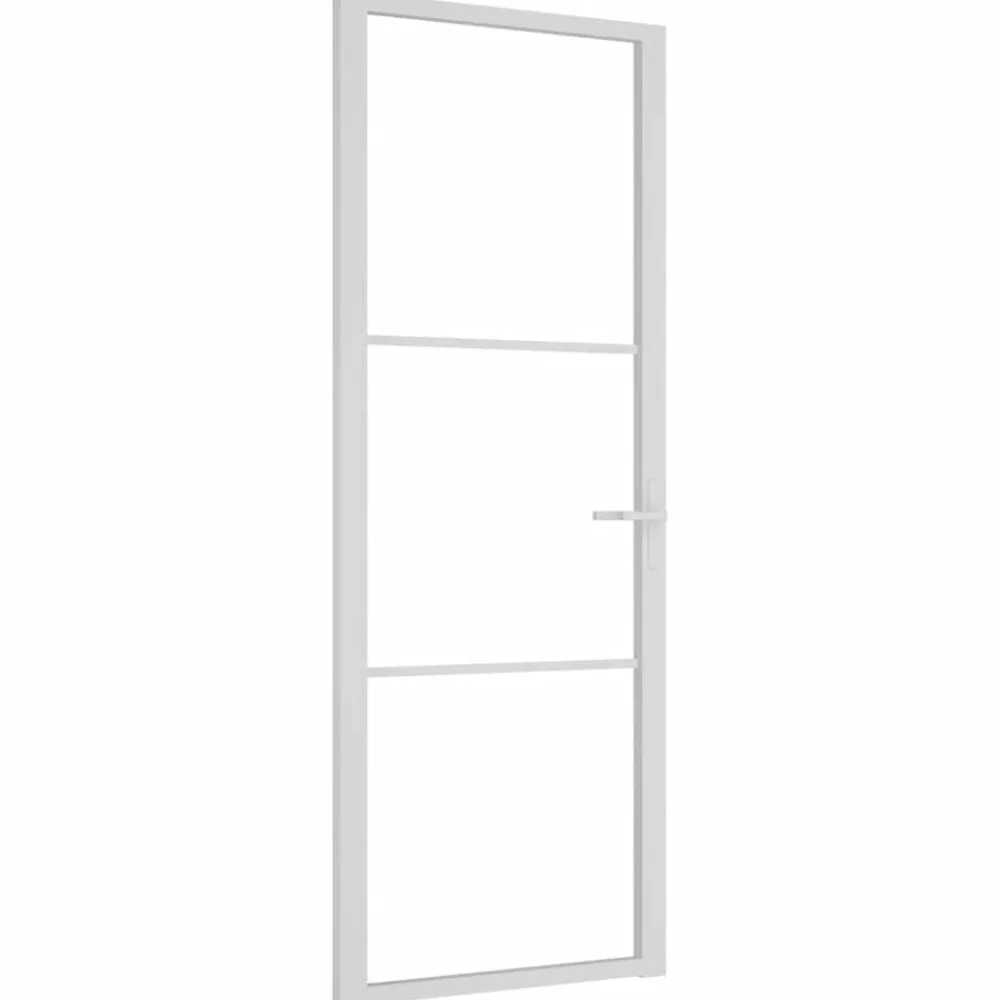 vidaXL Porte intérieure 76x201,5 cm Blanc Verre ESG et aluminium