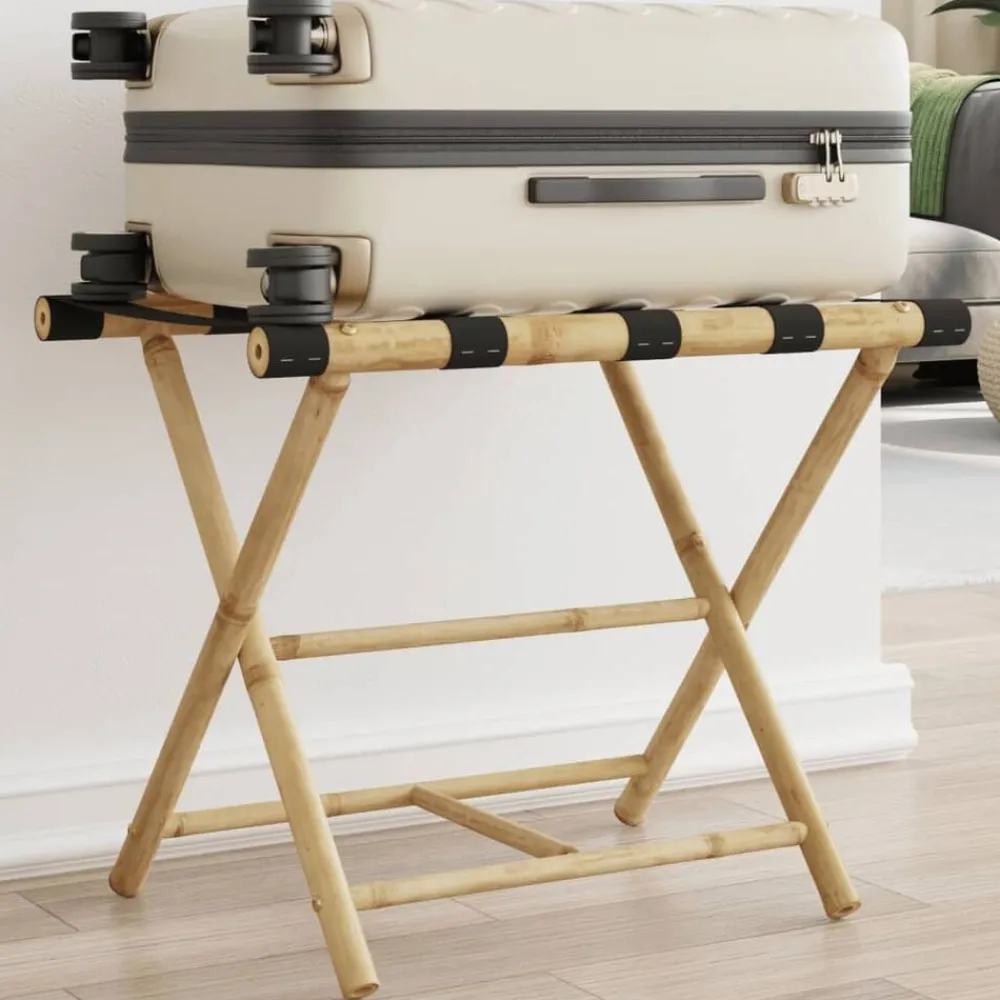 vidaXL Porte-bagages pliant 62x42x50,5 cm bambou