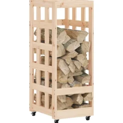 vidaXL Porte-bûches avec roulettes 40x49x110 cm bois massif de pin