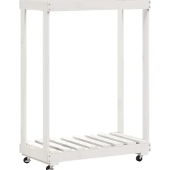 Accessoires Pour Cheminées & Poêles À Bois-vidaXL Porte-bûches avec roulettes 76,5x40x108cm bois massif pin Blanc