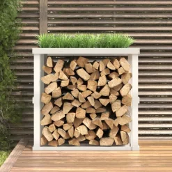 Accessoires Pour Cheminées & Poêles À Bois-vidaXL Porte-bûches d’extérieur 108x52x106 cm Bois massif de pin Blanc
