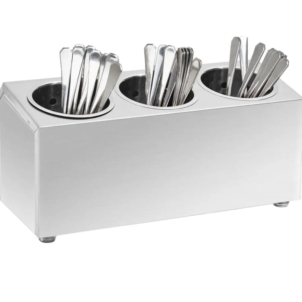 vidaXL Porte-couverts 3 grilles Rectangulaire Acier inoxydable