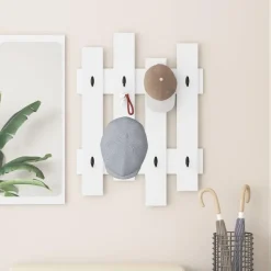 Étagères-vidaXL Porte-manteau mural 60 x 3 x 82 cm Bois d'ingénierie Blanc