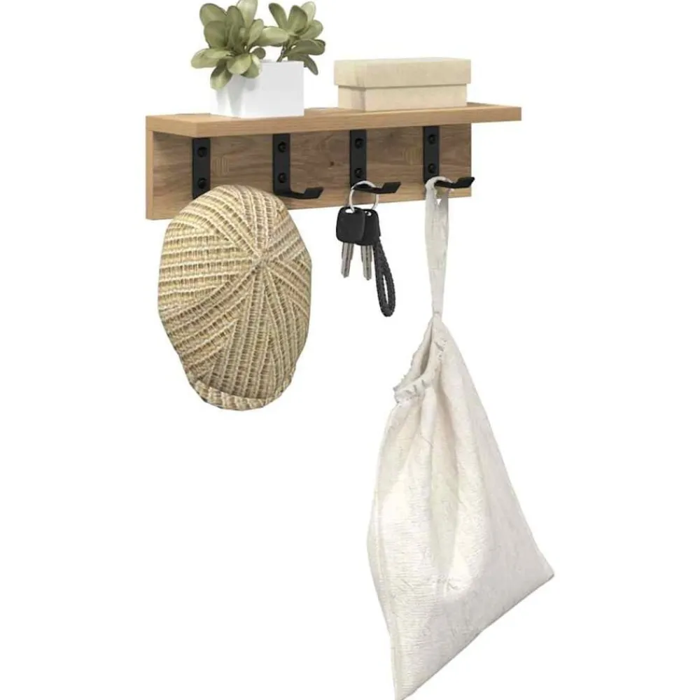 vidaXL Porte-manteau mural Chêne artisanal 40 x 10,5 x 10,5 cm