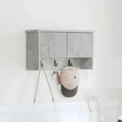 Étagères-vidaXL Porte-manteau mural avec étagère 50 x 20 x 30 cm Gris béton