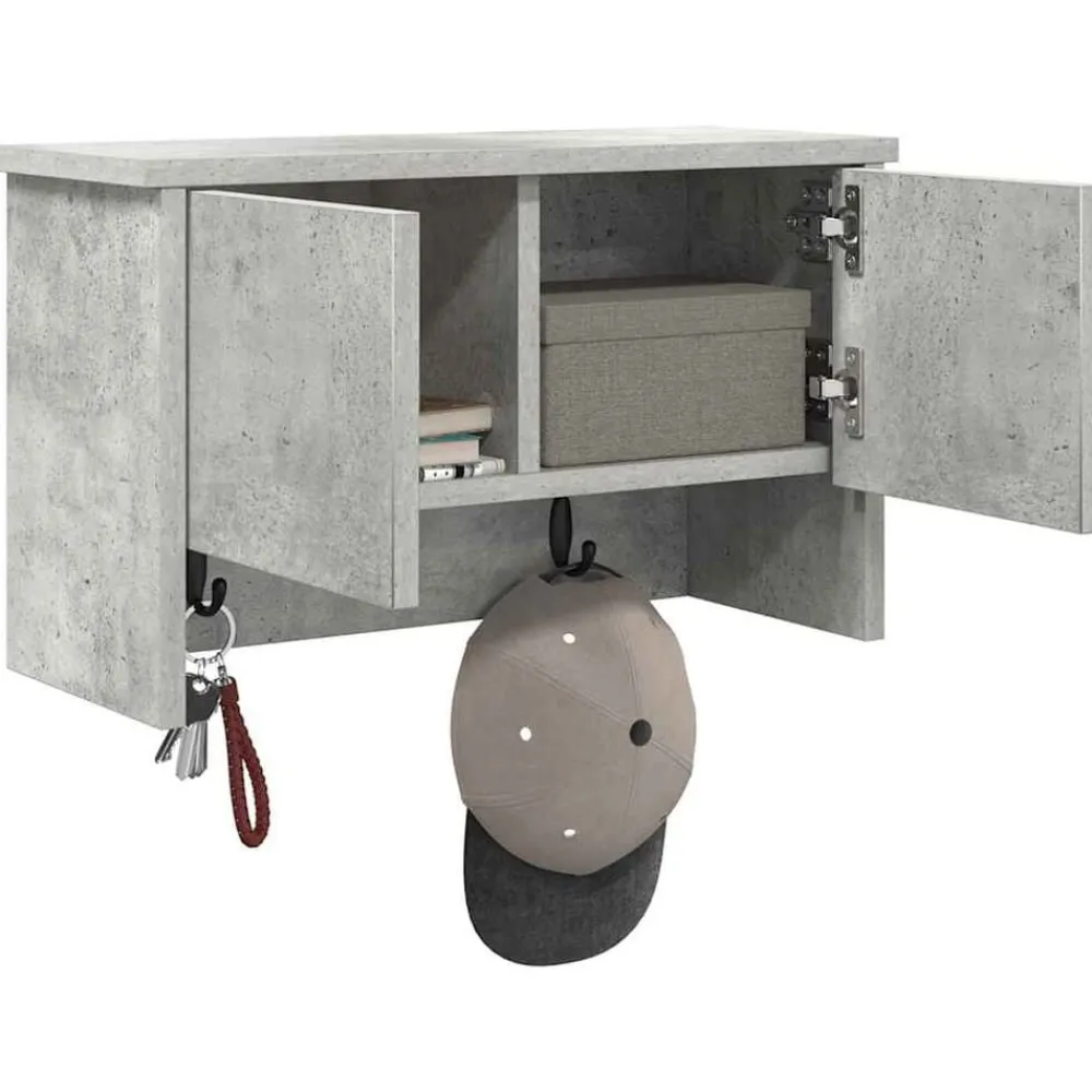 Étagères-vidaXL Porte-manteau mural avec étagère 50 x 20 x 30 cm Gris béton