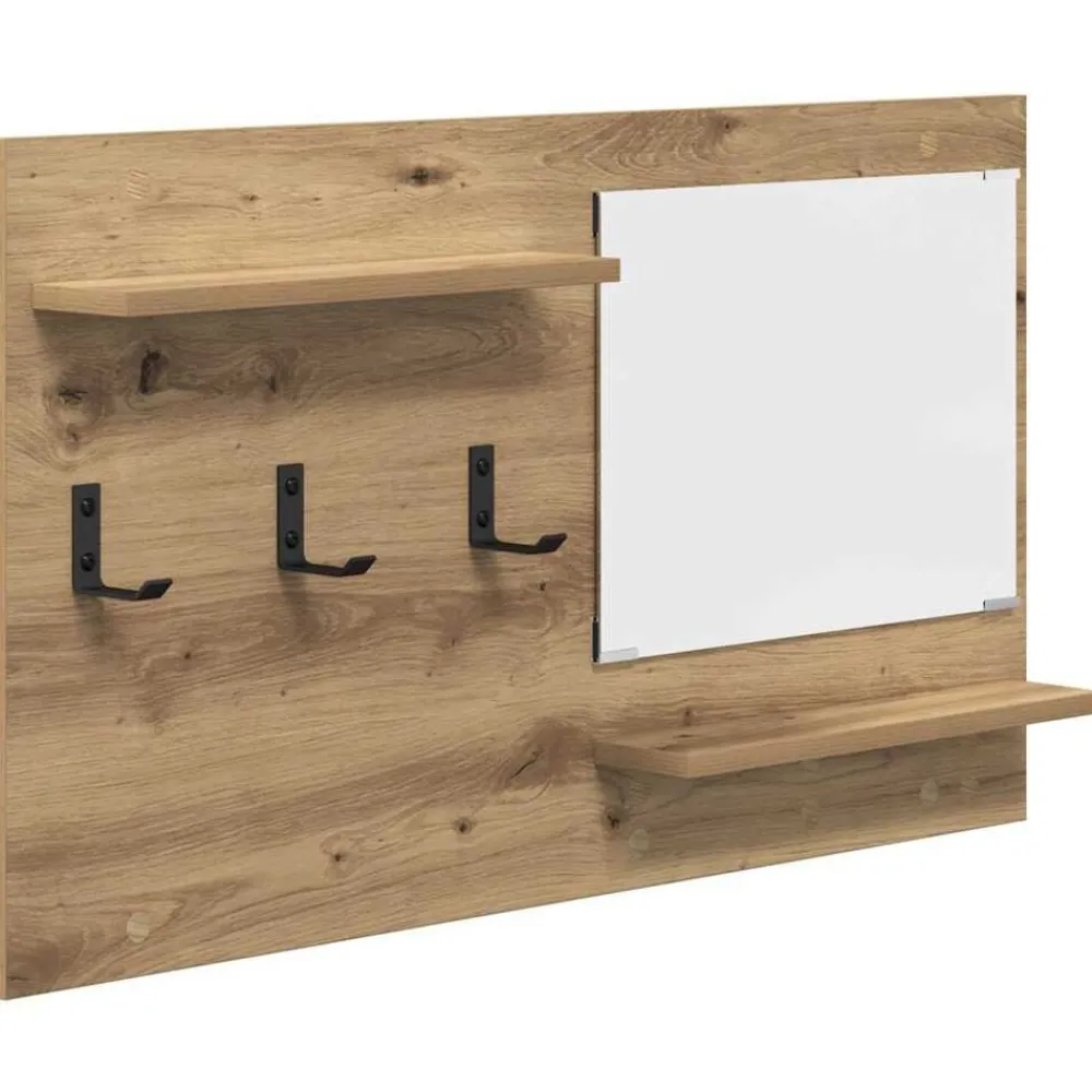 vidaXL Porte-manteau mural avec miroir Chêne artisanal 90 x 10 x 50 cm
