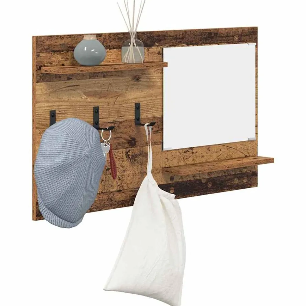 Étagères-vidaXL Porte-manteau mural avec étagère 90 x 10 x 50 cm Bois ancien