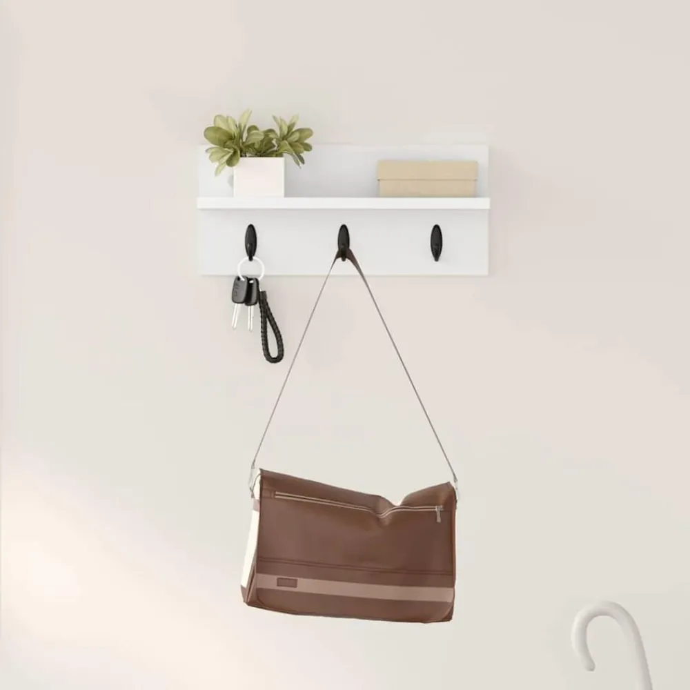 Étagères-vidaXL Porte-manteau mural 40 x 10,5 x 18 cm Bois d'ingénierie Blanc