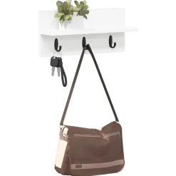 Étagères-vidaXL Porte-manteau mural 40 x 10,5 x 18 cm Bois d'ingénierie Blanc