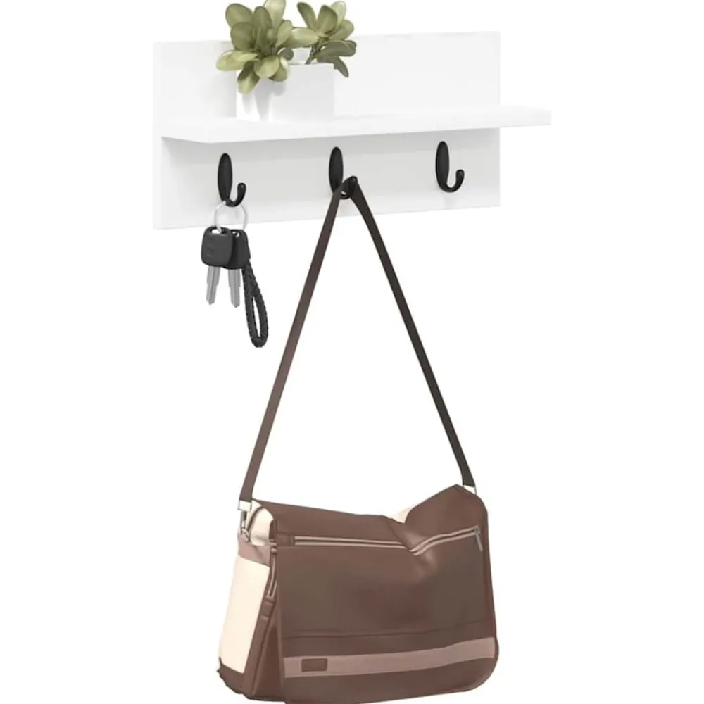 Étagères-vidaXL Porte-manteau mural 40 x 10,5 x 18 cm Bois d'ingénierie Blanc