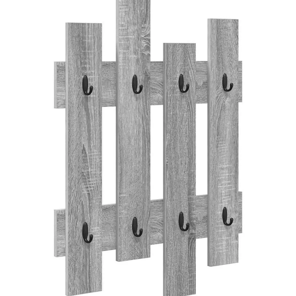 vidaXL Porte-manteau mural Montage mural Gris Sonoma 60 x 3 x 82 cm