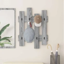 vidaXL Porte-manteau mural Montage mural Gris Sonoma 60 x 3 x 82 cm