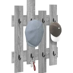 vidaXL Porte-manteau mural Montage mural Gris Sonoma 60 x 3 x 82 cm