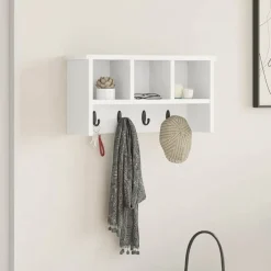 Étagères-vidaXL Porte-manteau mural 50 x 16 x 26 cm Bois d'ingénierie Blanc