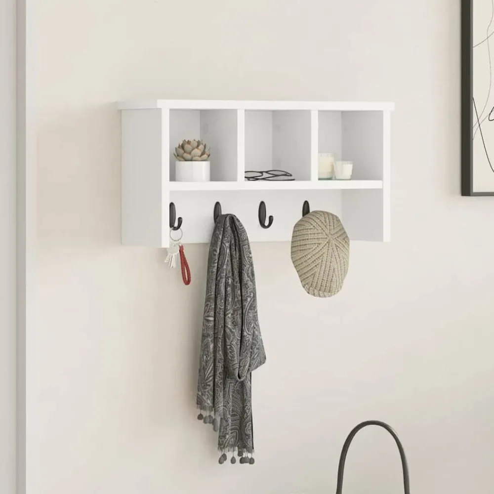 Étagères-vidaXL Porte-manteau mural 50 x 16 x 26 cm Bois d'ingénierie Blanc