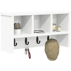 Étagères-vidaXL Porte-manteau mural 50 x 16 x 26 cm Bois d'ingénierie Blanc