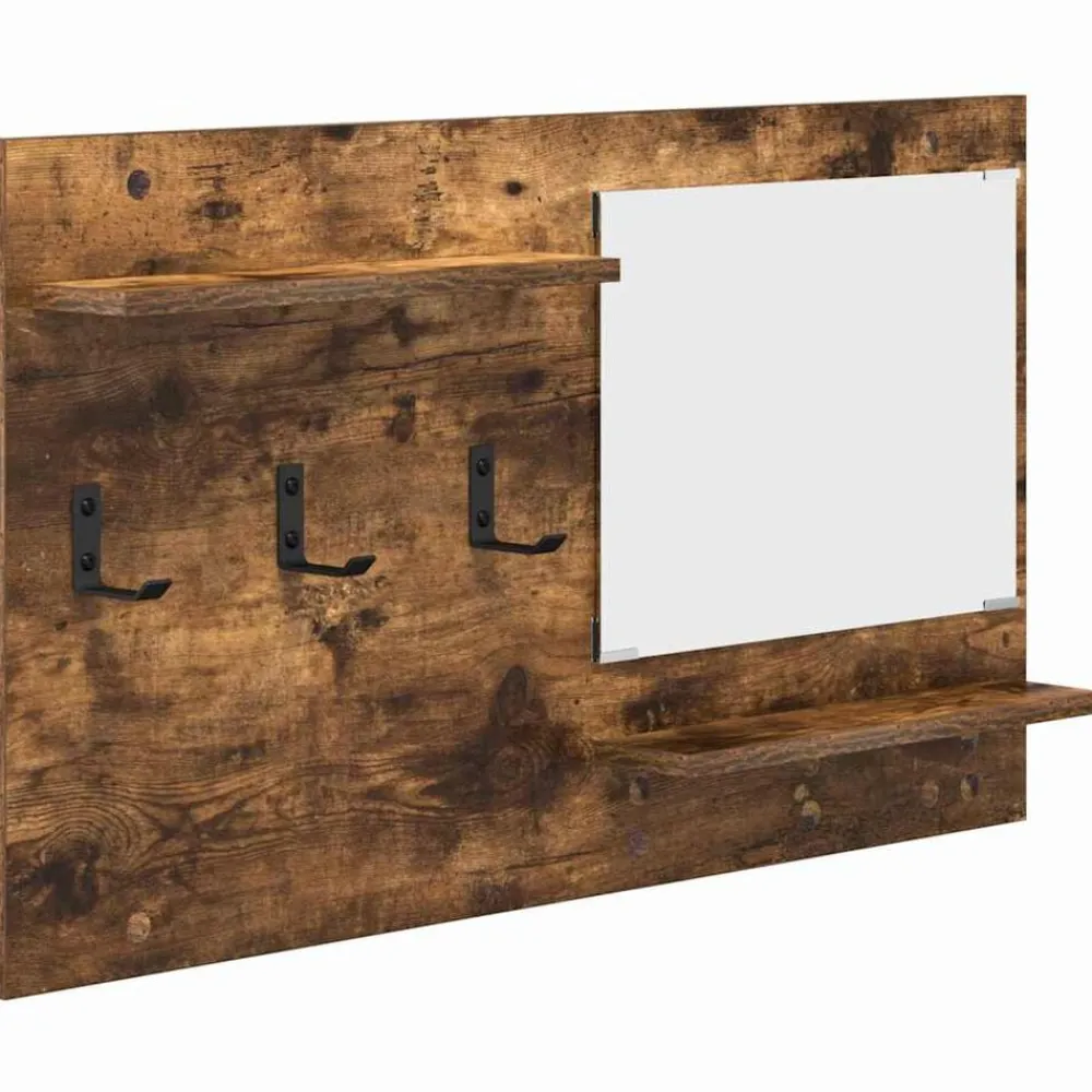 Étagères-vidaXL Porte-manteau mural avec étagère Chêne fumé 90 x 10 x 50 cm Chêne fumé