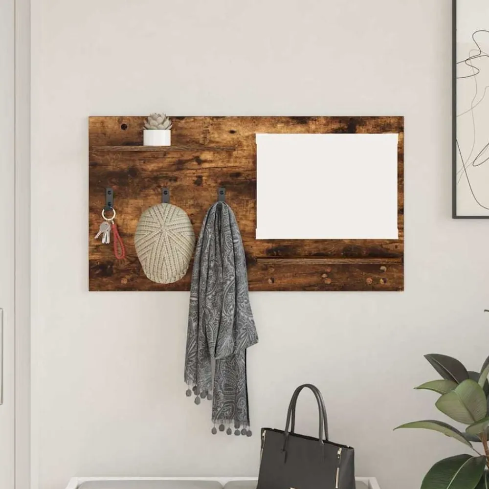 Étagères-vidaXL Porte-manteau mural avec étagère Chêne fumé 90 x 10 x 50 cm Chêne fumé