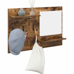 Étagères-vidaXL Porte-manteau mural avec étagère Chêne fumé 90 x 10 x 50 cm Chêne fumé