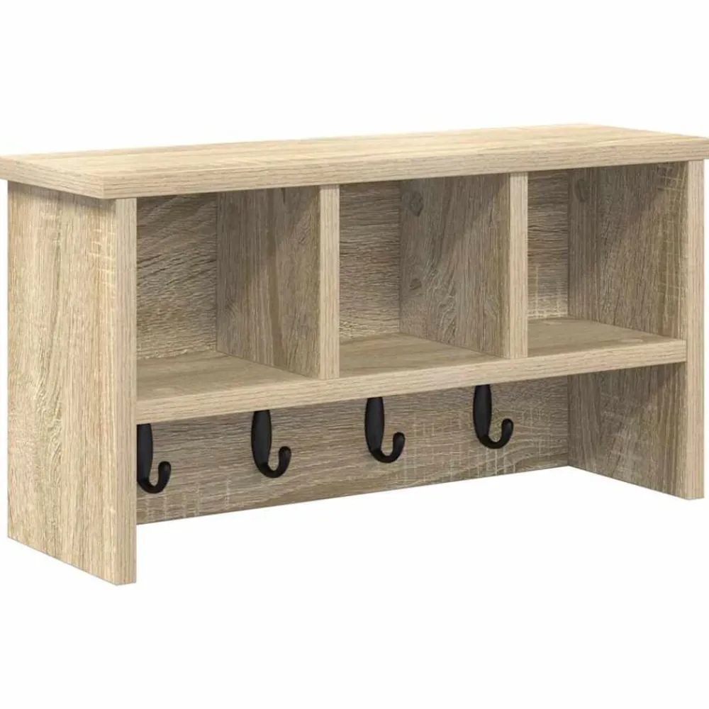 Étagères-vidaXL Porte-manteau mural avec étagère Chêne Sonoma 50 x 16 x 26 cm Chêne sonoma