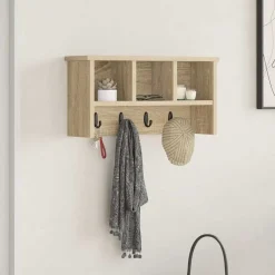Étagères-vidaXL Porte-manteau mural avec étagère Chêne Sonoma 50 x 16 x 26 cm Ch&ecirc;ne sonoma