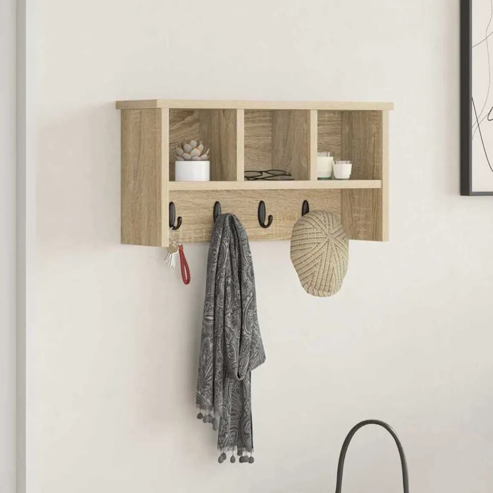 Étagères-vidaXL Porte-manteau mural avec étagère Chêne Sonoma 50 x 16 x 26 cm Chêne sonoma