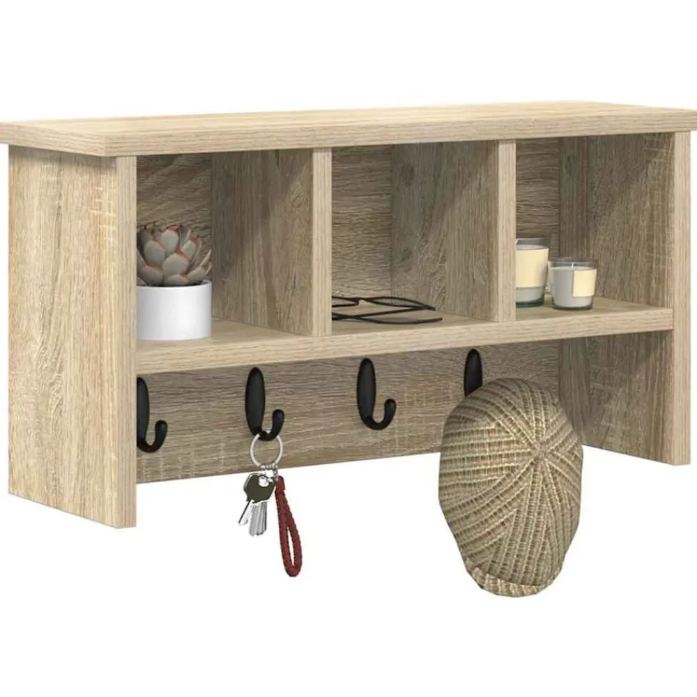 Étagères-vidaXL Porte-manteau mural avec étagère Chêne Sonoma 50 x 16 x 26 cm Chêne sonoma