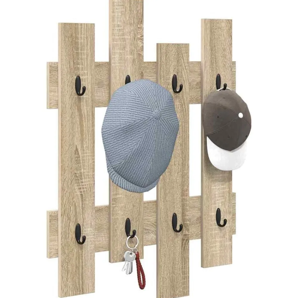 Étagères-vidaXL Porte-manteau mural Montage mural Chêne Sonoma 60 x 3 x 82 cm Chêne sonoma
