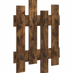 Étagères-vidaXL Porte-manteau mural Chêne fumé 60 x 3 x 82 cm Bois d'ingénierie Chêne fumé