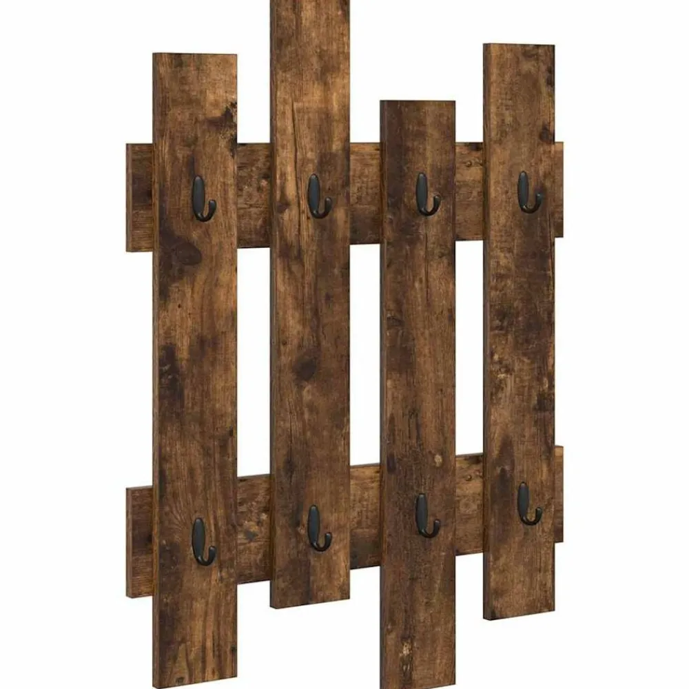 Étagères-vidaXL Porte-manteau mural Chêne fumé 60 x 3 x 82 cm Bois d'ingénierie Chêne fumé