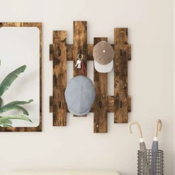 Étagères-vidaXL Porte-manteau mural Chêne fumé 60 x 3 x 82 cm Bois d'ingénierie Ch&ecirc;ne fumé