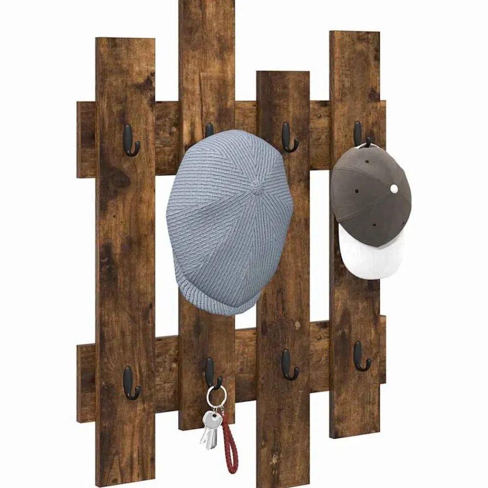 Étagères-vidaXL Porte-manteau mural Chêne fumé 60 x 3 x 82 cm Bois d'ingénierie Chêne fumé