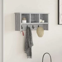 Étagères-vidaXL Porte-manteau mural avec étagère Gris Sonoma 50 x 16 x 26 cm Sonoma gris