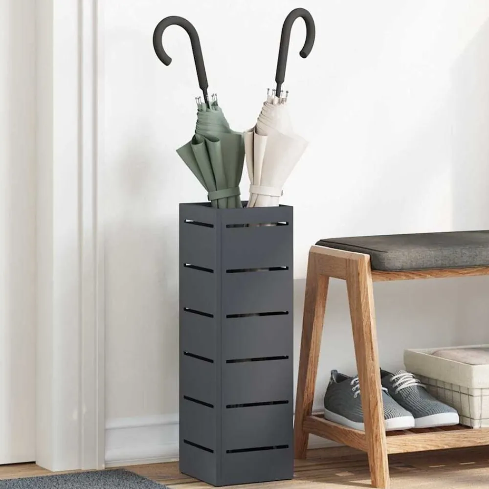 Produits Ménagers-vidaXL Porte-parapluie 15,5 x 15,5 x 49 cm Métal Anthracite