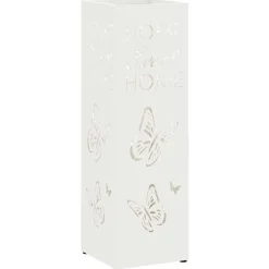 Produits Ménagers-vidaXL Porte-parapluie avec stockage 15,5 x 15,5 x 49 cm Métal Blanc