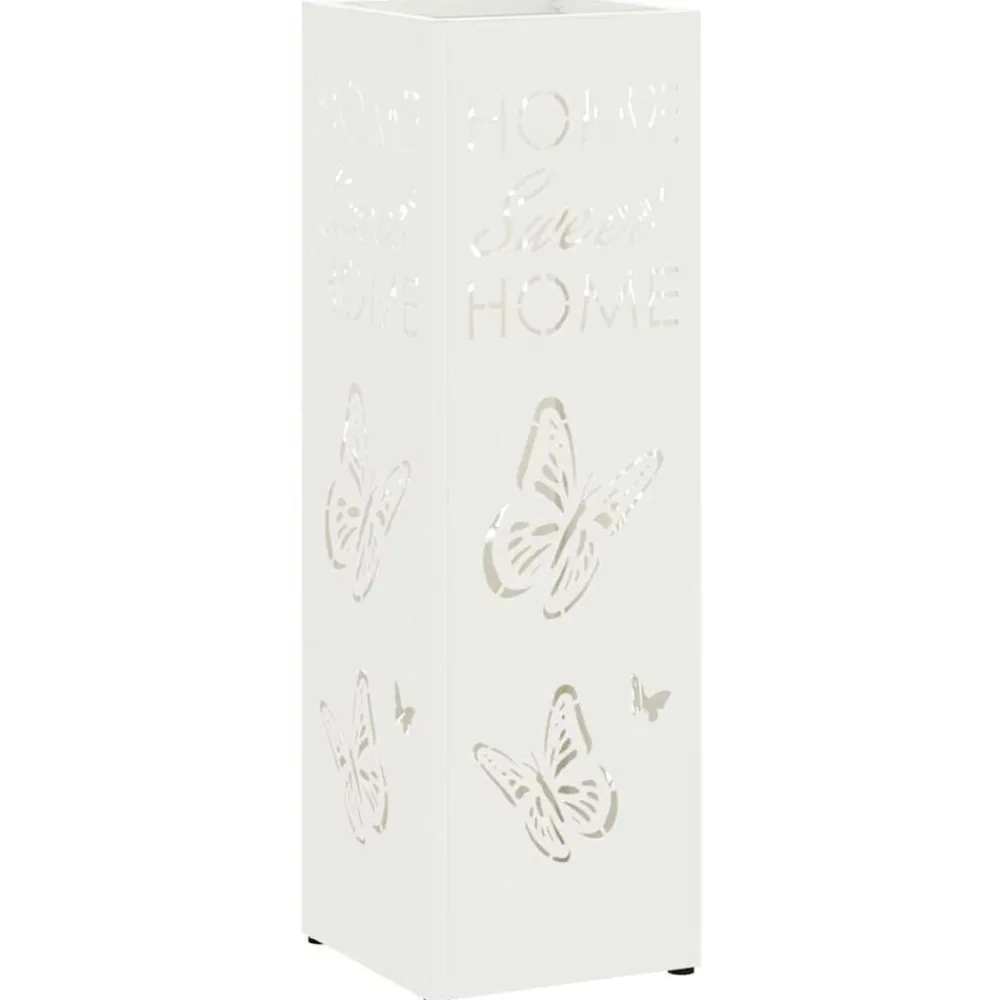 Produits Ménagers-vidaXL Porte-parapluie avec stockage 15,5 x 15,5 x 49 cm Métal Blanc