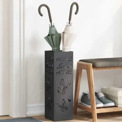 vidaXL Porte-parapluie avec stockage 15,5 x 15,5 x 49 cm Métal