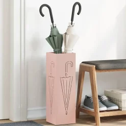 Produits Ménagers-vidaXL Porte-parapluie avec stockage 15,5 x 15,5 x 49 cm Métal Rose