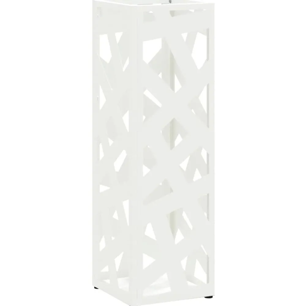 Produits Ménagers-vidaXL Porte-parapluie avec stockage 15,5 x 15,5 x 49 cm Métal Blanc