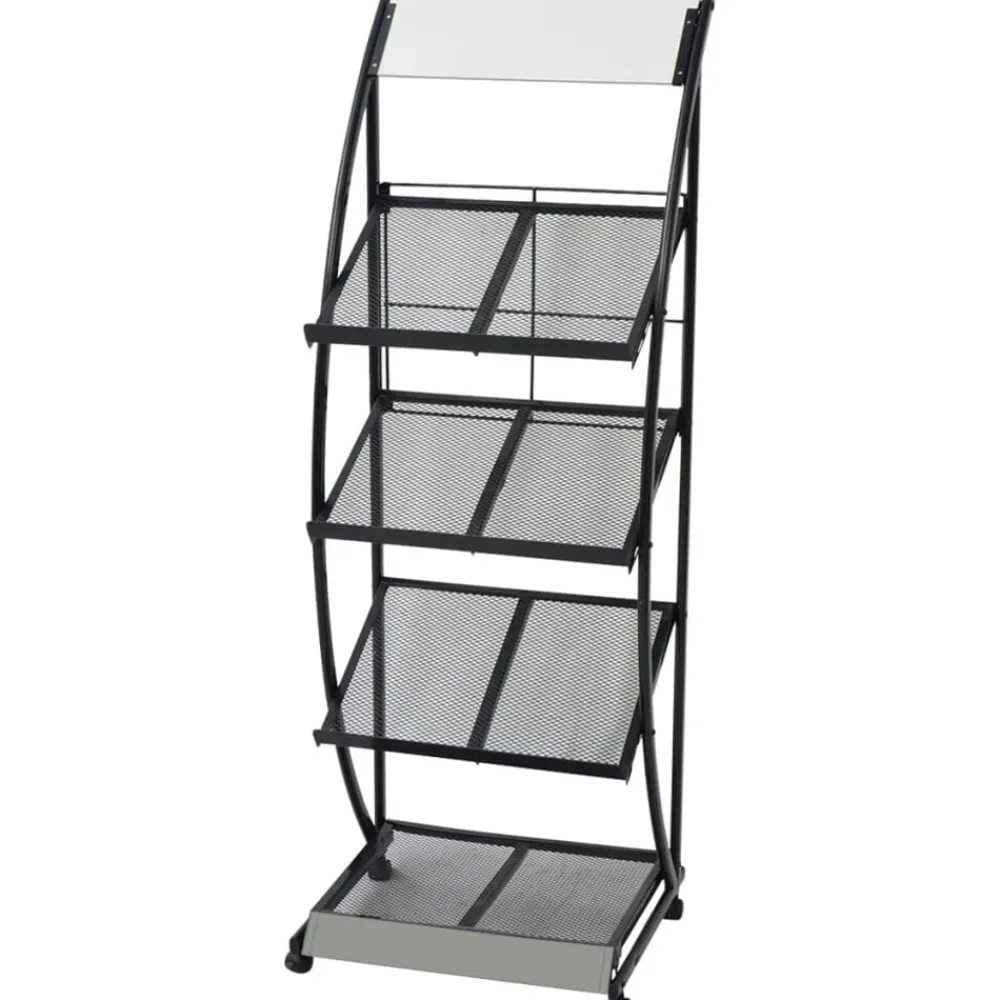 vidaXL Porte-revue 47 x 40 x 134 cm Noir et blanc A4