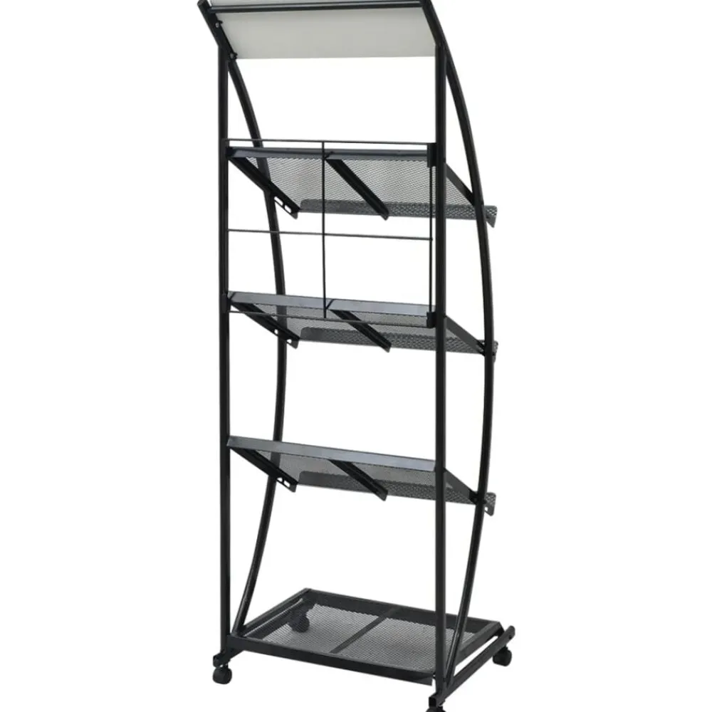 vidaXL Porte-revue 47 x 40 x 134 cm Noir et blanc A4