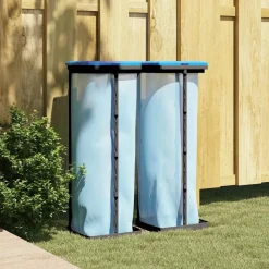 Produits Ménagers-vidaXL Porte-sacs poubelles 2 pcs noir et bleu 120 L PP