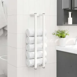 Accessoires De Salle De Bain-vidaXL Porte-serviette 12,5x12,5x60 cm Acier Blanc