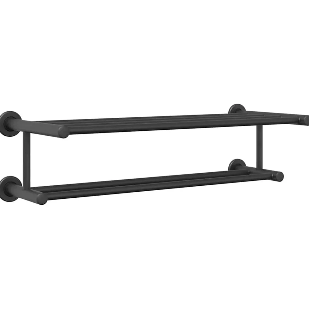 vidaXL Porte-serviettes Noir 61 x 23 x 17 cm Acier inoxydable