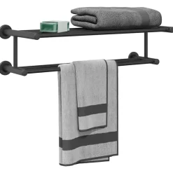 vidaXL Porte-serviettes Noir 61 x 23 x 17 cm Acier inoxydable