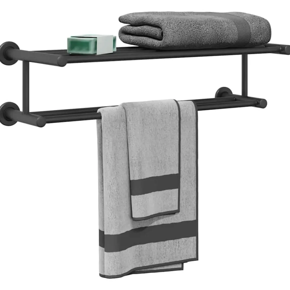 vidaXL Porte-serviettes Noir 61 x 23 x 17 cm Acier inoxydable